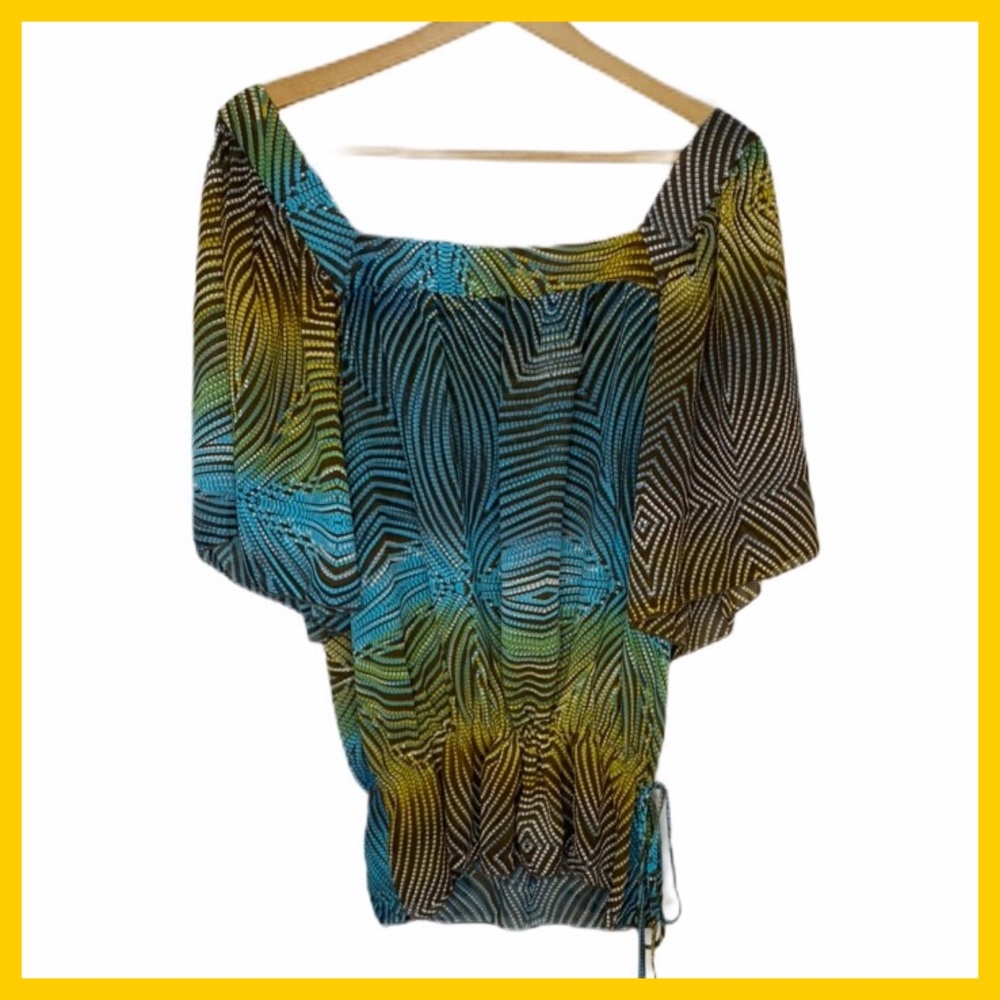 Unique Spectrum Geo Pattern Square Neck Blouse Xl - image 4